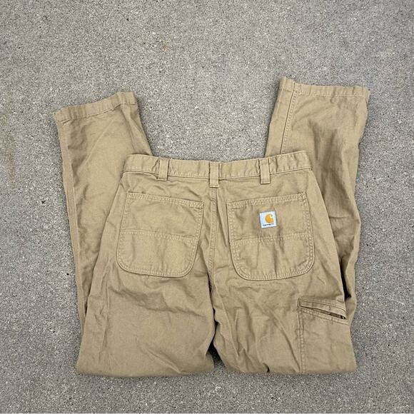 Carhartt Rugged Flex Khaki Relaxed Fit Canvas Work Pants 33x34 102291 253 - Picture 1 of 6